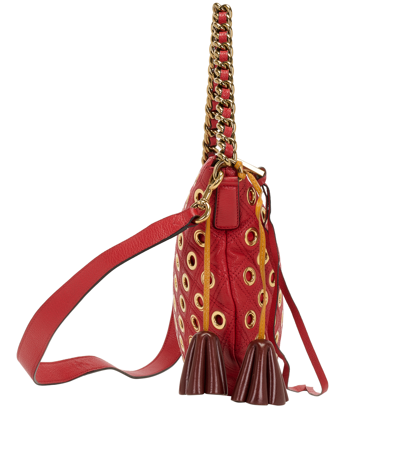 Eyelets Small Nomad Hobo, &pound;150, Handbags, Red, Leather, Side view